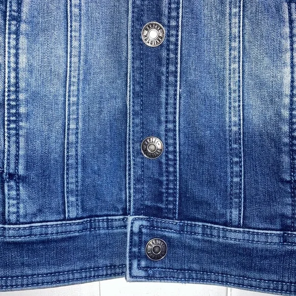 Harley Davidson Denim Vest Metal Stud American Flag No Sleeve Fringes XS - Picture 5 of 7
